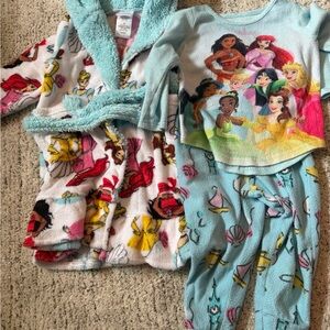 Disney Princess Blue Pajama Set with Robe 3t soft and cozy
